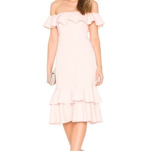 JayGodfrey Light Pink Momoa Off The Shoulder Midi Dress Size 0